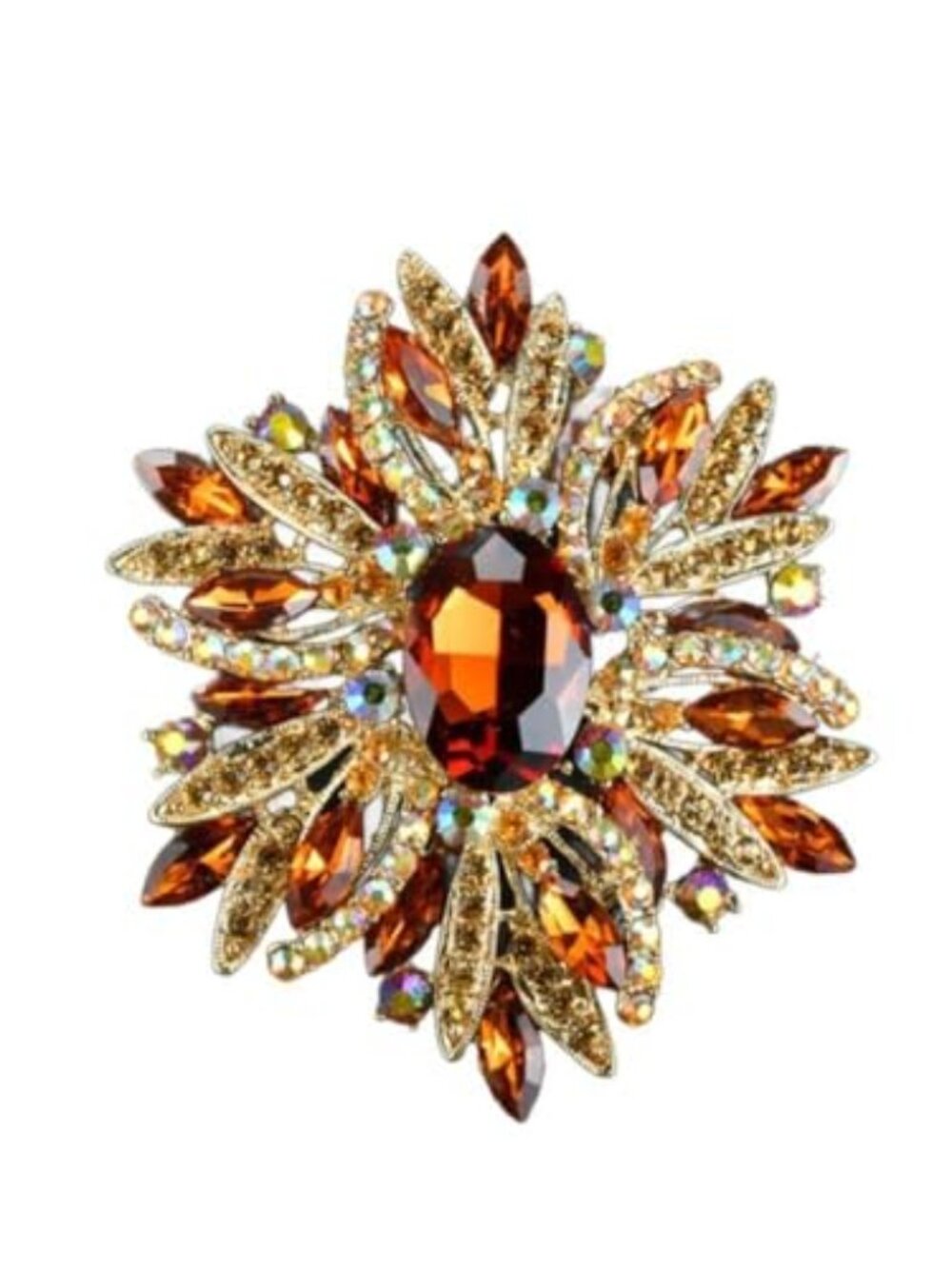 New - Rhinestone Crystal Flower Brooch Vintage Colorful Elegant Floral Statement